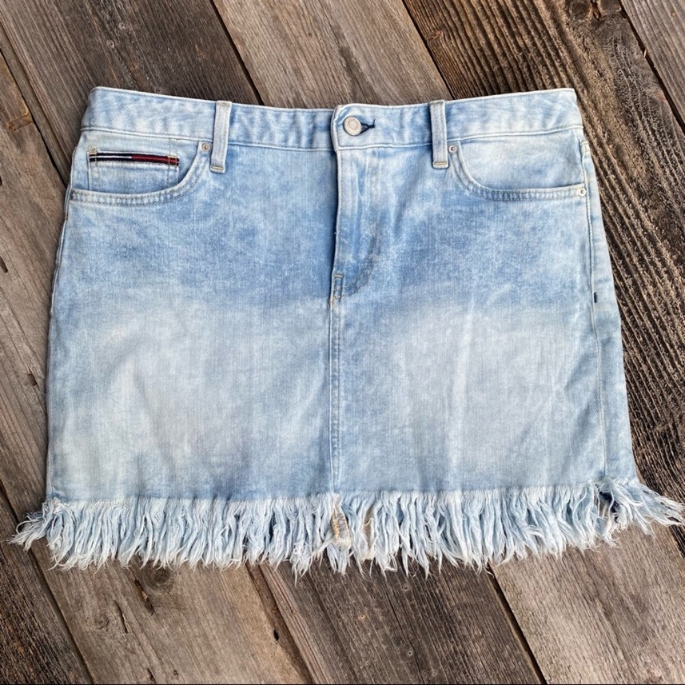 Tommy Hilfiger Frilled Mini Denim Skirt